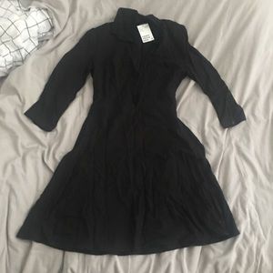 🚚 H&M fit & flare black dress w/ button front
